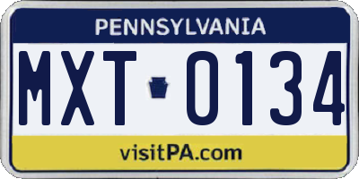 PA license plate MXT0134