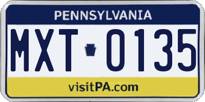 PA license plate MXT0135