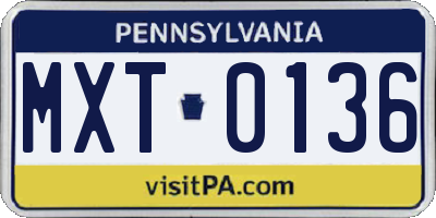 PA license plate MXT0136