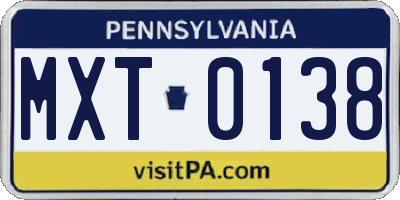 PA license plate MXT0138