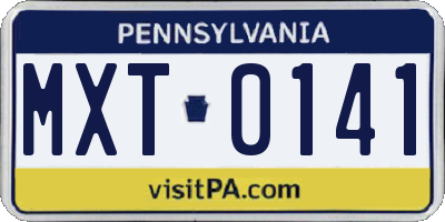 PA license plate MXT0141
