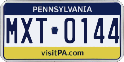 PA license plate MXT0144