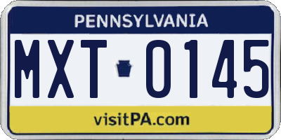 PA license plate MXT0145