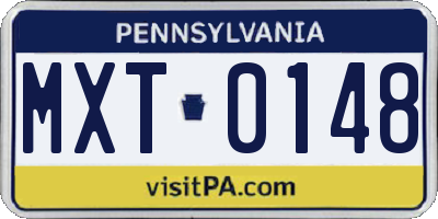 PA license plate MXT0148