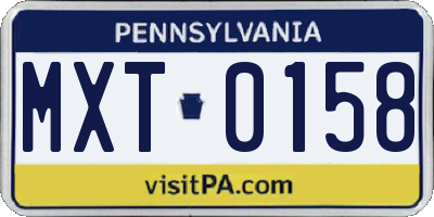 PA license plate MXT0158