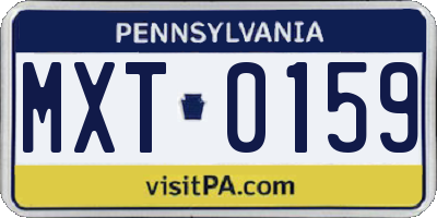 PA license plate MXT0159