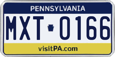 PA license plate MXT0166