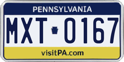 PA license plate MXT0167