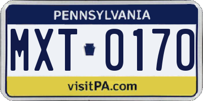 PA license plate MXT0170