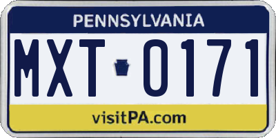 PA license plate MXT0171