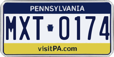 PA license plate MXT0174