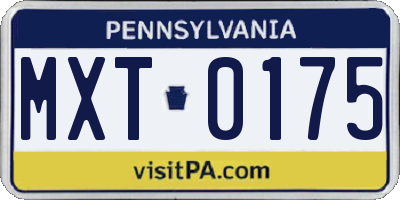 PA license plate MXT0175