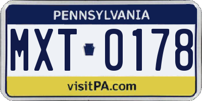 PA license plate MXT0178