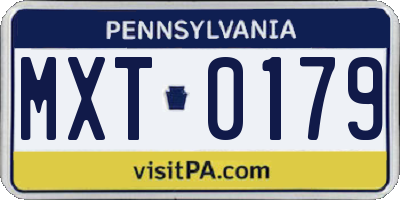 PA license plate MXT0179