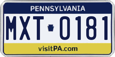 PA license plate MXT0181