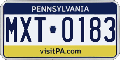 PA license plate MXT0183