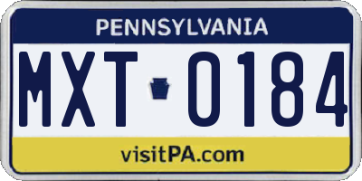 PA license plate MXT0184