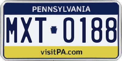 PA license plate MXT0188