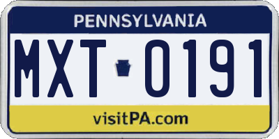 PA license plate MXT0191