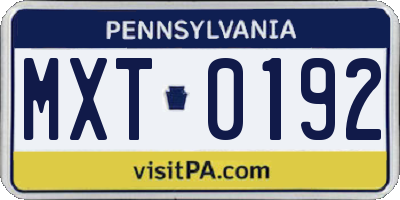 PA license plate MXT0192