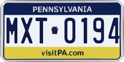 PA license plate MXT0194