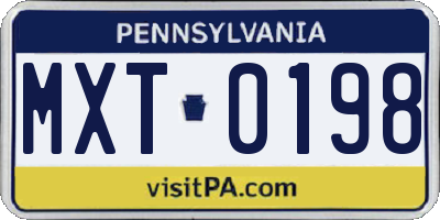 PA license plate MXT0198
