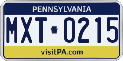 PA license plate MXT0215