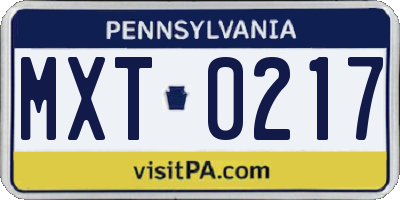 PA license plate MXT0217