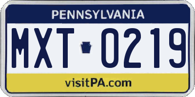 PA license plate MXT0219