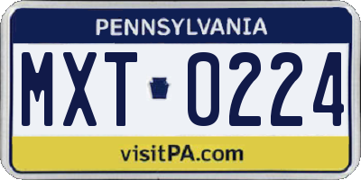 PA license plate MXT0224
