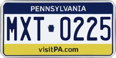 PA license plate MXT0225