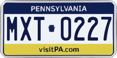 PA license plate MXT0227