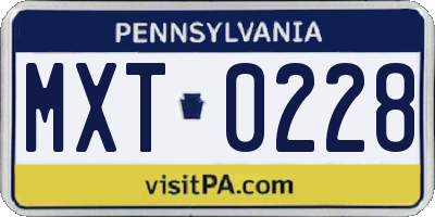 PA license plate MXT0228