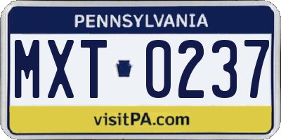 PA license plate MXT0237