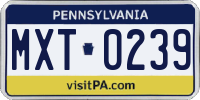 PA license plate MXT0239