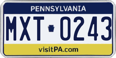 PA license plate MXT0243