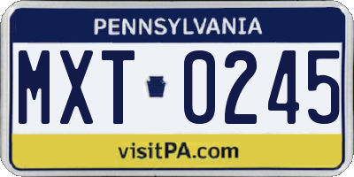 PA license plate MXT0245