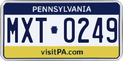 PA license plate MXT0249