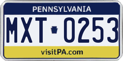 PA license plate MXT0253
