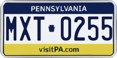 PA license plate MXT0255