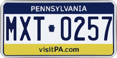 PA license plate MXT0257