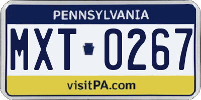 PA license plate MXT0267
