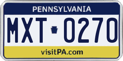 PA license plate MXT0270