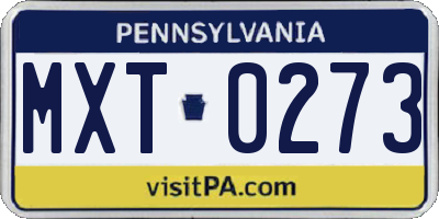 PA license plate MXT0273