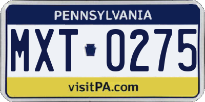 PA license plate MXT0275