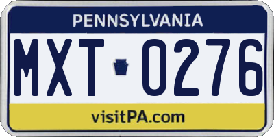 PA license plate MXT0276