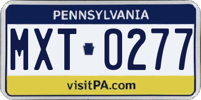 PA license plate MXT0277