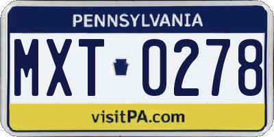 PA license plate MXT0278