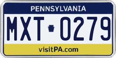 PA license plate MXT0279