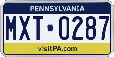 PA license plate MXT0287